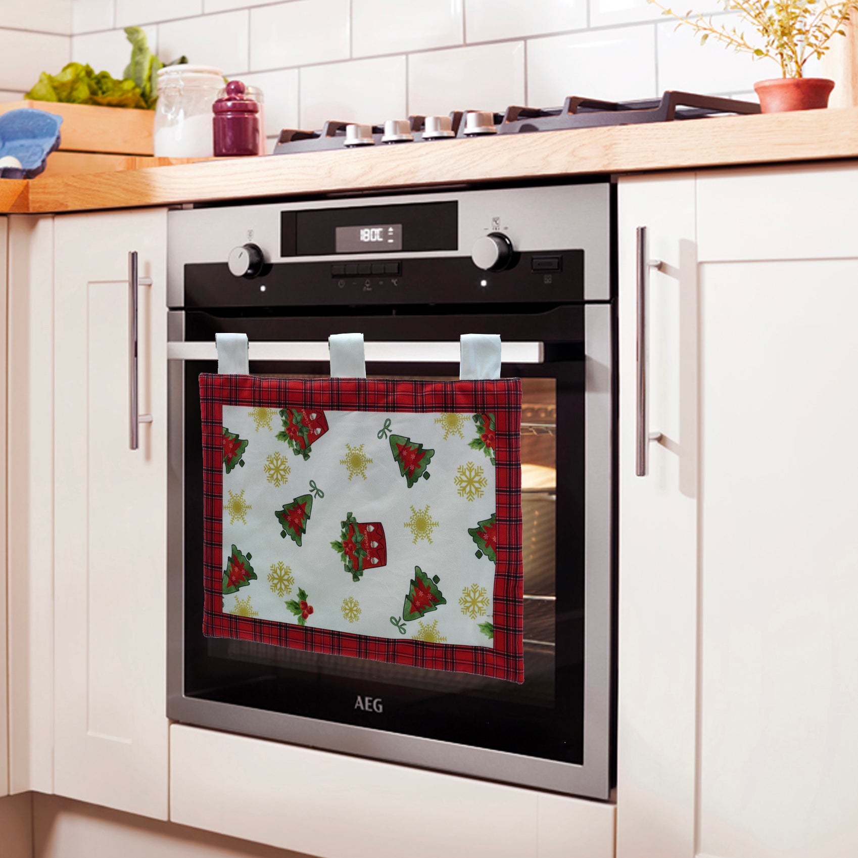 VESTIAMO CASA GRAN NATALE - Copriforno Natalizio con 3 asole h38x48 cm - Decorazione natalizia
